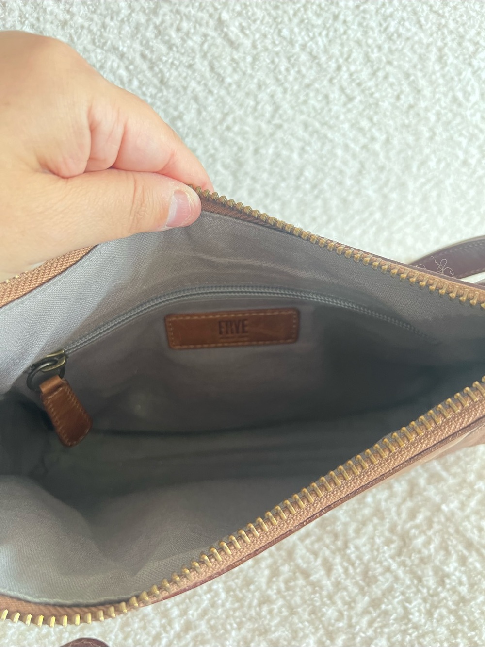 Frye Melissa‎ Zip Crossbody Leather Brown Purse Bag - Picture 13 of 15